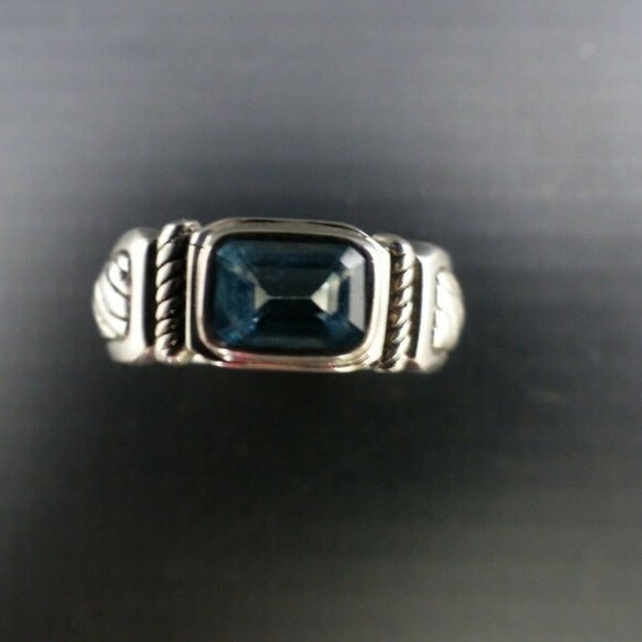 Beautiful Blue Topaz Sterling Silver Ring FANCY SHANK ring sz 7 1/4 Sz 7.25 - Picture 7 of 7